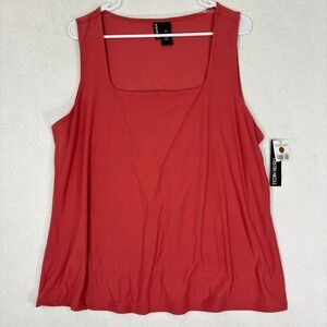 Kristin Nicole Clean Finish Tank Top Square Neck 2X Polyester Spandex Minimalist
